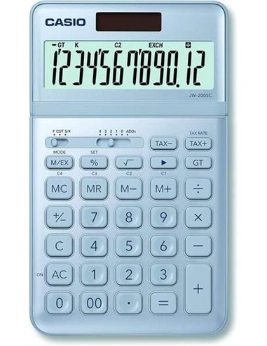 Casio - Calculatrice de bureau JW-200SC - Écran LCD à 12 chiffres inclinable - Alimenté par l'énergie solaire et par batterie - 