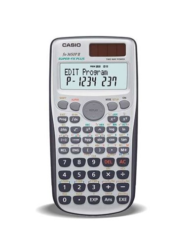 Casio - Calculatrice de bureau programmable FX-3650PII - Affichage 2 lignes - 279 fonctions - 360 étapes de programmation - Alim