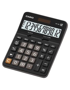 Casio - Calculatrice de bureau DX-12B - Écran LCD extra large à 12 chiffres - Solaire et batterie - Noir