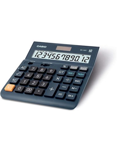 Casio - Calculatrice de bureau DH-12ET - Écran extra large à 12 chiffres - Alimenté par l'énergie solaire et par batterie - Coul