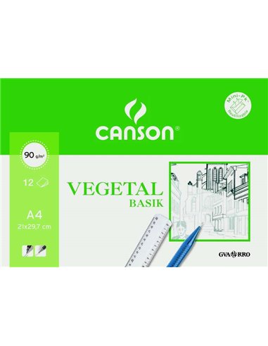 Canson - Basik Végétal Minipack de 12 Feuilles A4 - 21x29,7cm - 95g - Coloris Transparent