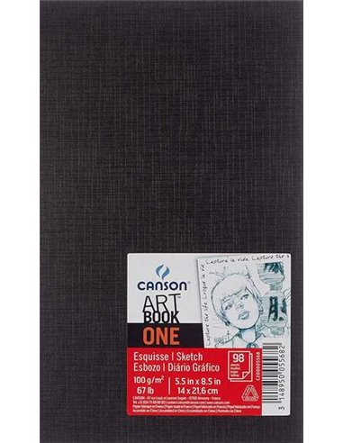 Canson - Sketch One Carnet de Dessin Fin 98 Feuilles 100g 14x21.6cm - Coloris Blanc