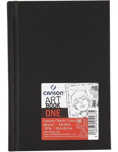 Canson - Sketch One Carnet de Dessin Fin 98 Feuilles 100g 10,1x15,2cm - Coloris Blanc