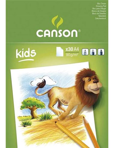 Canson - Bloc Collé Dessin Enfant de 30 feuilles A4 - 21x29,7 cm - 90 g - Blanc