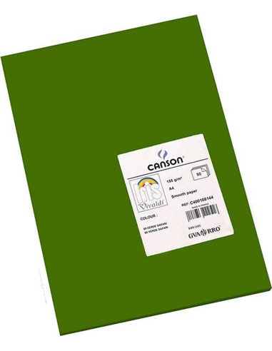 Canson - Guarro Lot de 50 Papier Cartonné Iris A4 185g - 21x29.7cm - Coloris Vert Safari