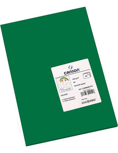 Canson - Guarro Lot de 50 Papier Cartonné Iris A4 185g - 21x29.7cm - Coloris Vert Amazone