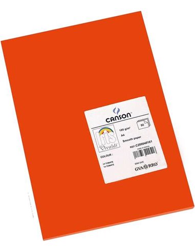 Canson - Guarro Lot de 50 Papier Cartonné Iris A4 185g - 21x29.7cm - Couleur Tomate