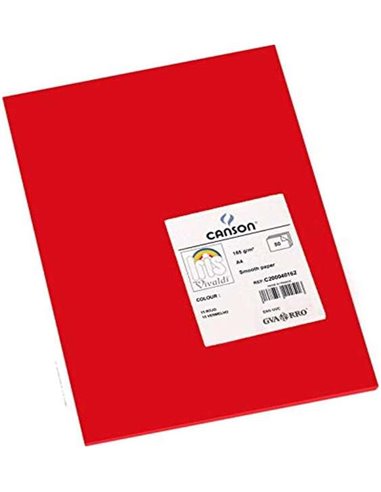 Canson - Guarro Paquet de 50 Papier Cartonné Iris A4 185g - 21x29.7cm - Coloris Rouge