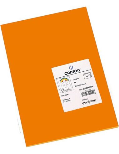 Canson - Guarro Lot de 50 Papier Cartonné Iris A4 185g - 21x29.7cm - Coloris Orange