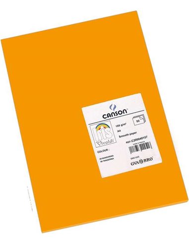 Canson - Guarro Lot de 50 papiers cartonnés Iris A4 de 185 g - 21x29,7 cm - Couleur Mandarine