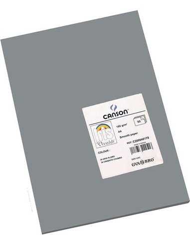 Canson - Guarro Paquet de 50 Papier Cartonné Iris A4 185g - 21x29.7cm - Coloris Gris Plomb