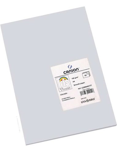 Canson - Guarro Paquet de 50 Papier Cartonné Iris A4 185g - 21x29.7cm - Coloris Gris Perle