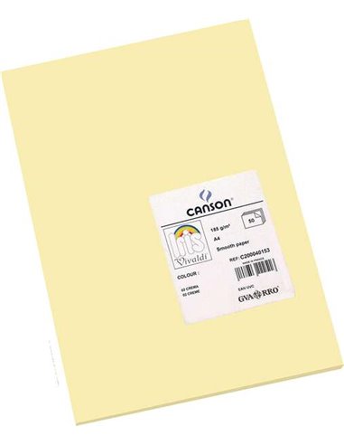 Canson - Guarro Lot de 50 Papier Cartonné Iris A4 185g - 21x29.7cm - Couleur Crème