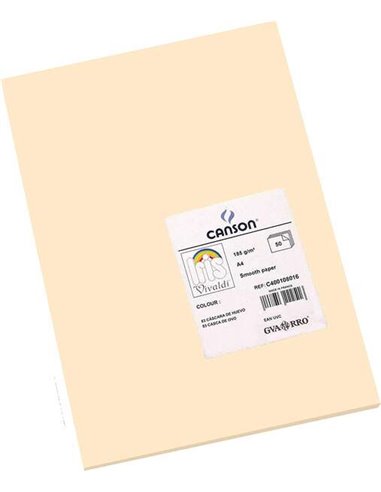 Canson - Guarro Lot de 50 Papier Cartonné Iris A4 185g - 21x29.7cm - Couleur Coquille d'Oeuf