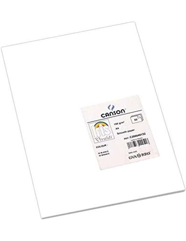 Canson - Guarro Lot de 50 Papier Cartonné Iris A4 185g - 21x29.7cm - Coloris Blanc