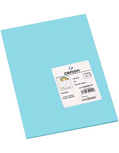 Canson - Guarro Paquet de 50 Papier Cartonné Iris A4 185g - 21x29.7cm - Coloris Bleu Turquoise