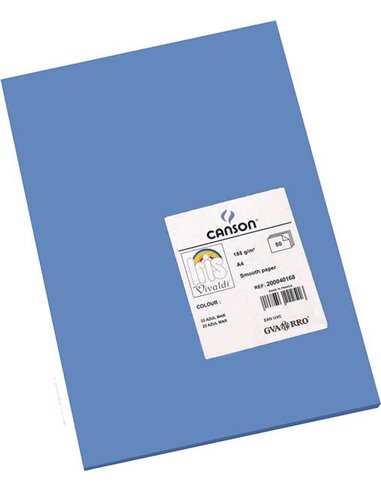 Canson - Guarro Paquet de 50 Papier Cartonné Iris A4 185g - 21x29.7cm - Coloris Bleu Mer