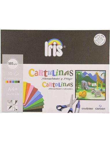 Canson - Guarro Minipack de 10 Cartes Iris A4+ 185g - 24x32 cm - Couleurs Assorties