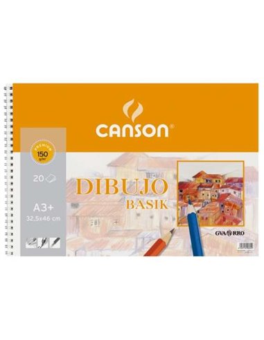 Canson - Bloc à dessin Basik de 20 Feuilles A3 150gr - Dimensions 32,5x46cm - Couleur Blanc