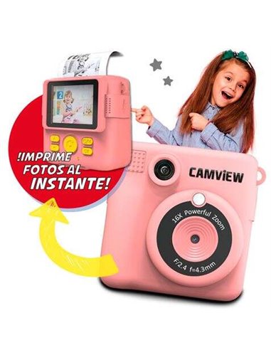 Camview Creative Instant Camera Écran LED 2,4" - Impression photo instantanée - Filtres et cadres personnalisables - Prend en ch