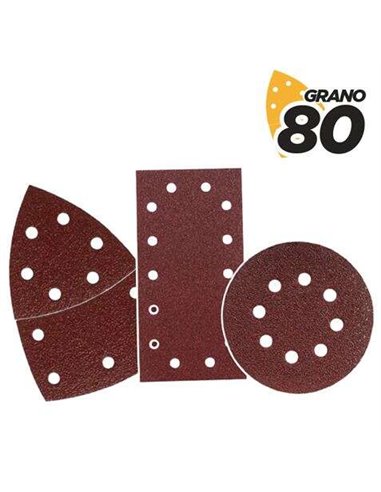 Blim - Pack de 9 Papiers Abrasifs Velcro pour Ponceuse BL0151 - Grain 80 - 3 Formats