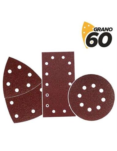 Blim - Pack de 9 Papiers Abrasifs Velcro pour Ponceuse BL0151 - Grain 60 - 3 Formats