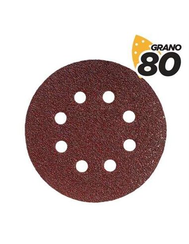 Blim - Paquet de 10 Papiers Abrasifs Velcro pour Ponceuse BL0150 - 125mm - Grain 80 - Format Circulaire