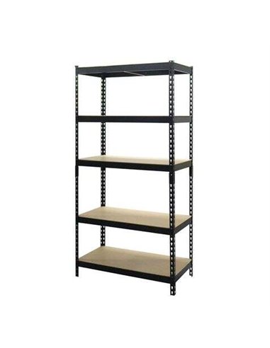 Blim - Etagère Ajustable en Métal - 183x90x45mm - Supporte 175kg par Etagère - Assemblage Facile - Revêtement Poudre Noir - Coul