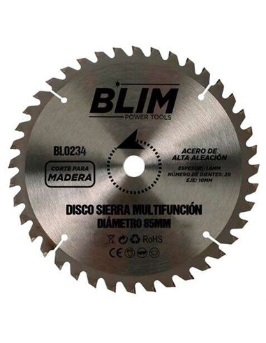 Blim - Disque à Couper le Bois pour Scie Multifonction 85mm - 20 Dents avec Revêtement Carbure TuNGS -teno