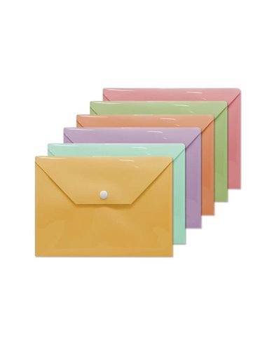 Bismark - Enveloppe polypropylène avec fermoir - 4ème Format - Couleurs Pastel Assorties