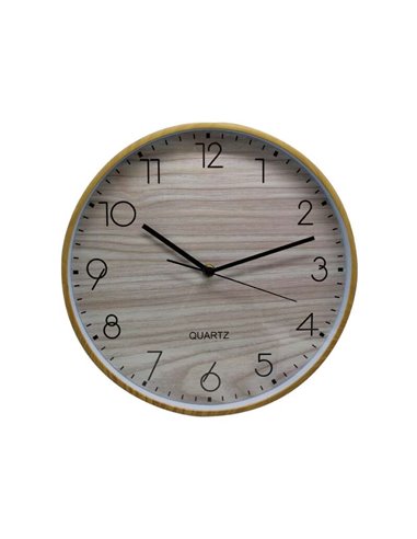 Bismark - Horloge de Bureau Cadre Effet Bois - Cadre en Plastique - Lentille en Verre - Aiguilles en Aluminium - Cadran PVC - Co