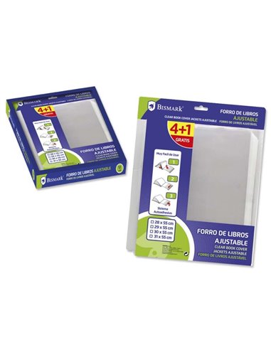 Bismark - Pack de 4+1 serre-livres réglables - Idéal pour une utilisation scolaire - Couleur transparente