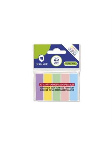 Bismark - Pack de 125 Index Adhésifs 45mm x 12mm - Couleurs Pastel Assorties