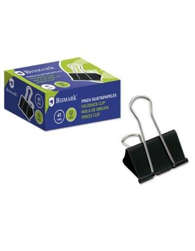 Bismark - Pack de 12 Trombones Métalliques 41mm - Lame Pliante - Couleur Noir