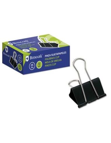 Bismark - Pack de 12 Trombones Métalliques 25mm - Lame Pliante - Couleur Noir