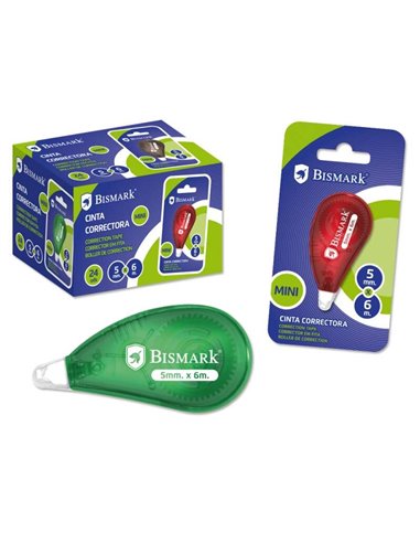 Bismark - Mini ruban correcteur à sec - Haute qualité - Correction rapide - Ne tache pas - Ne laisse aucune trace sur les photoc