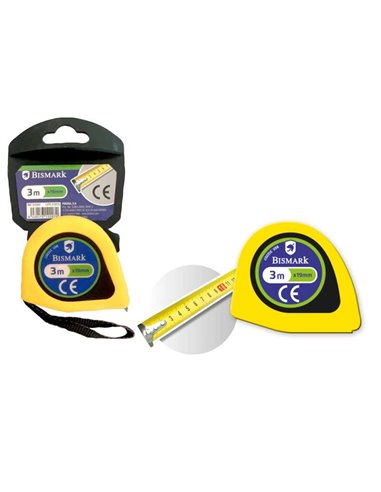 Bismark - FleXO -mètre 3 m résistant pour la maison et le bureau - Bande de poignet - Frein inclus - Couleur jaune