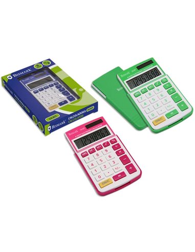 Bismark - Calculatrice scolaire à 8 chiffres - Couverture rigide - Fonctions de base et mémoire - Alimenté par énergie solaire e