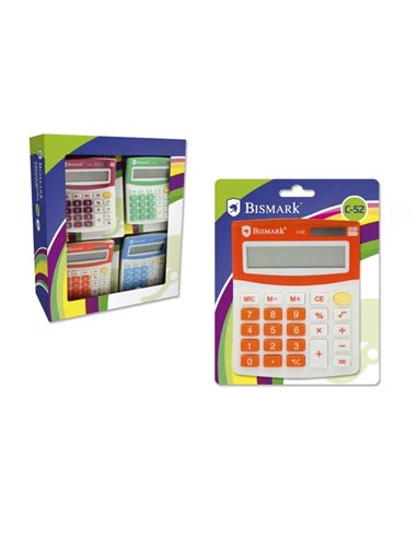 Bismark - Calculatrice scolaire à 8 chiffres C-52 - Fonctions de base et mémoire - Alimenté par l'énergie solaire et par batteri