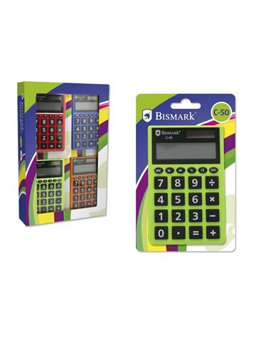 Bismark - Calculatrice scolaire à 8 chiffres C-50 - Fonctions de base et mémoire - Alimenté par l'énergie solaire et par batteri