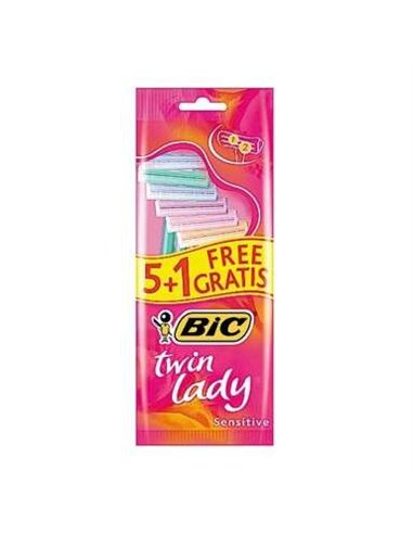 Bic - Twin Lady Pack de 5+1 Rasoirs Épilatoires Jetables 2 Lames