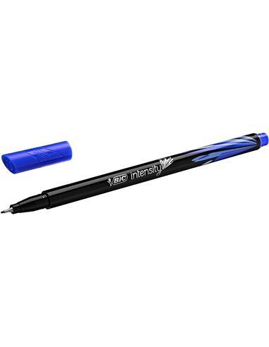 Bic - Marqueur Intensity Fine 0,8 mm à pointe fine - Course de 0,4 mm - Encre à base d'eau - Couleur bleue