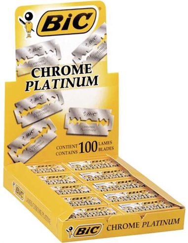 Bic - Présentoir Chrome Platine de 20 Boites de 5 Lames de Rasoir Double Tranchant