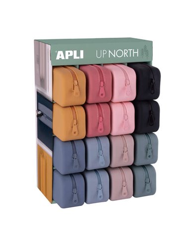 Apli - Présentoir Up North de 16 Coques Rectangulaires en Silicone - Fermeture Éclair Hydrofuge - Mesures 75x185x55mm - Couleurs