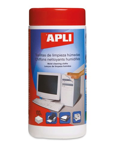 Apli - Lingettes humides antistatiques - 100 unités - Nettoyage et amélioration des performances des équipements électroniques