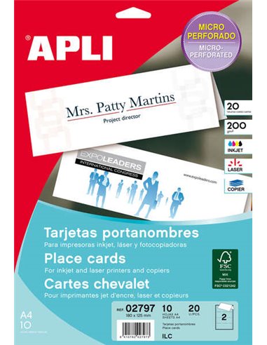 Apli - Cartes de visite microperforées 200g 10 Feuilles