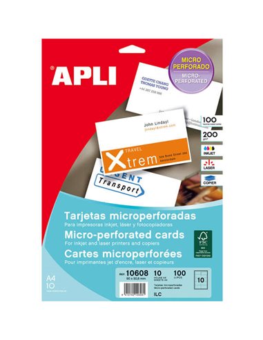 Apli - Cartes de Visite Microperforées Mates 200g 10 Feuilles