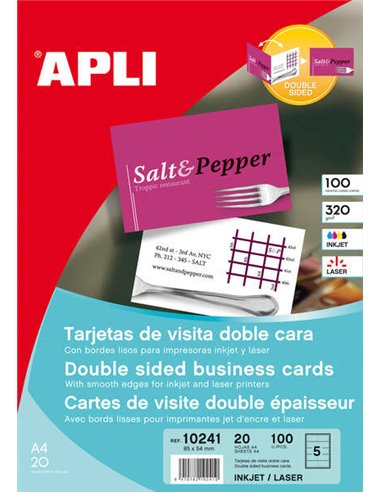 Apli - Cartes de Visite Mat Double Face 320g 20 Feuilles