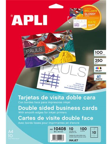 Apli - Cartes de Visite Brillantes Double Face 250g 10 Feuilles