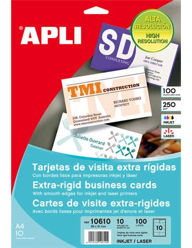 Apli - Cartes de visite mates à bords droits 250g 10 feuilles